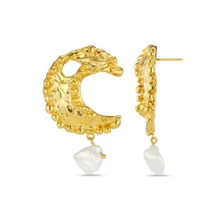 Orelia Molten Moon & Pearl Drop Statement Earring