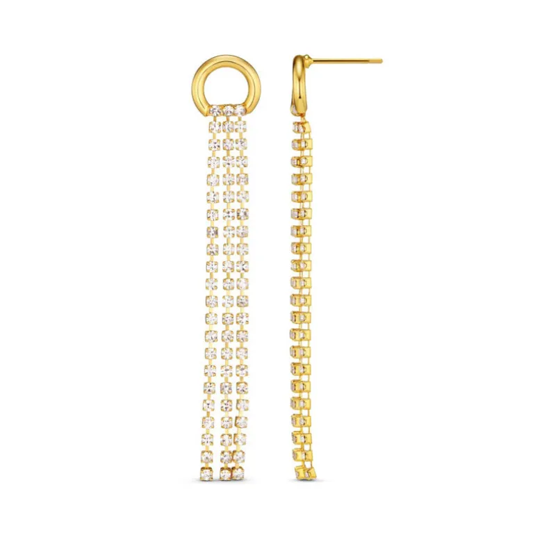 Orelia Open Circle Pave Drop Earrings in Crystal