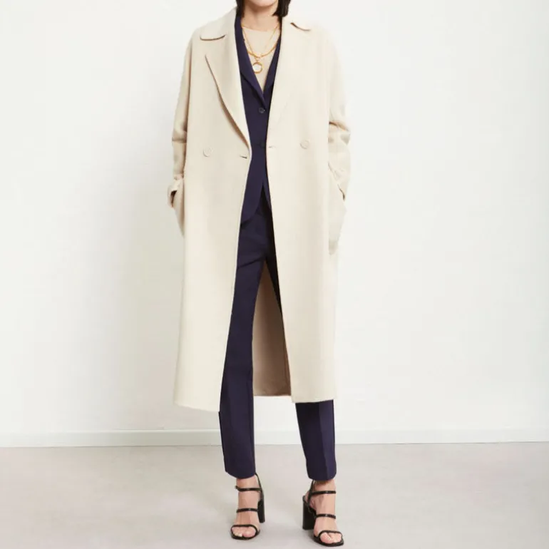 OTTOD AME Double Face Wool Coat in Ecru