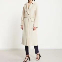 OTTOD AME Double Face Wool Coat in Ecru