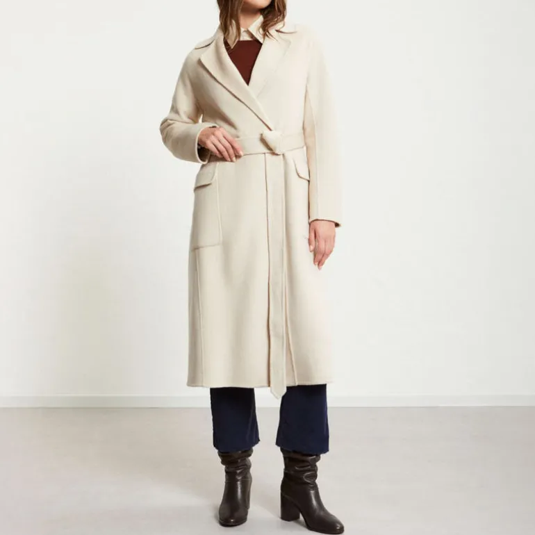 OTTOD AME Double Face Wool Coat in Ecru