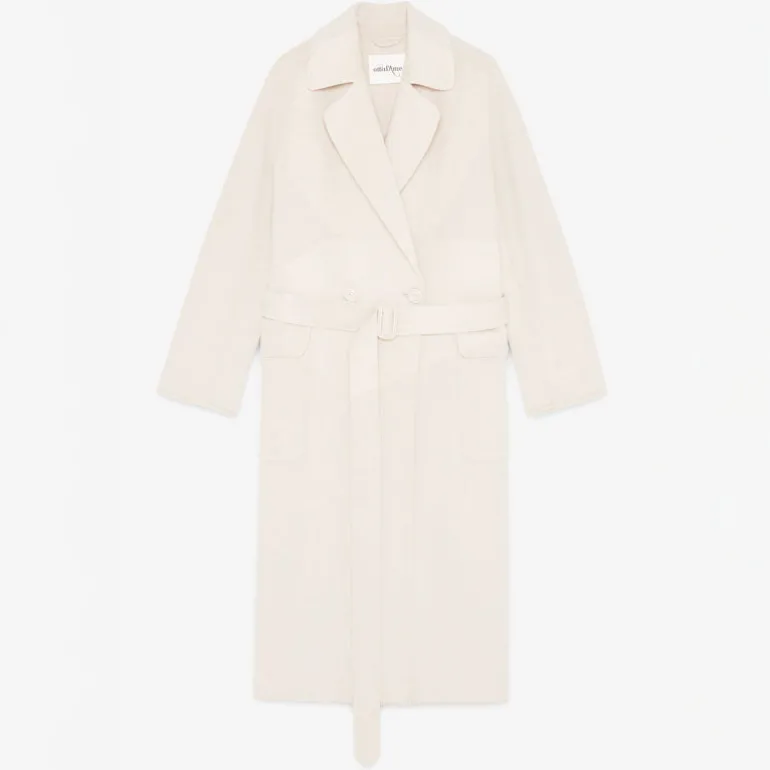 OTTOD AME Double Face Wool Coat in Ecru