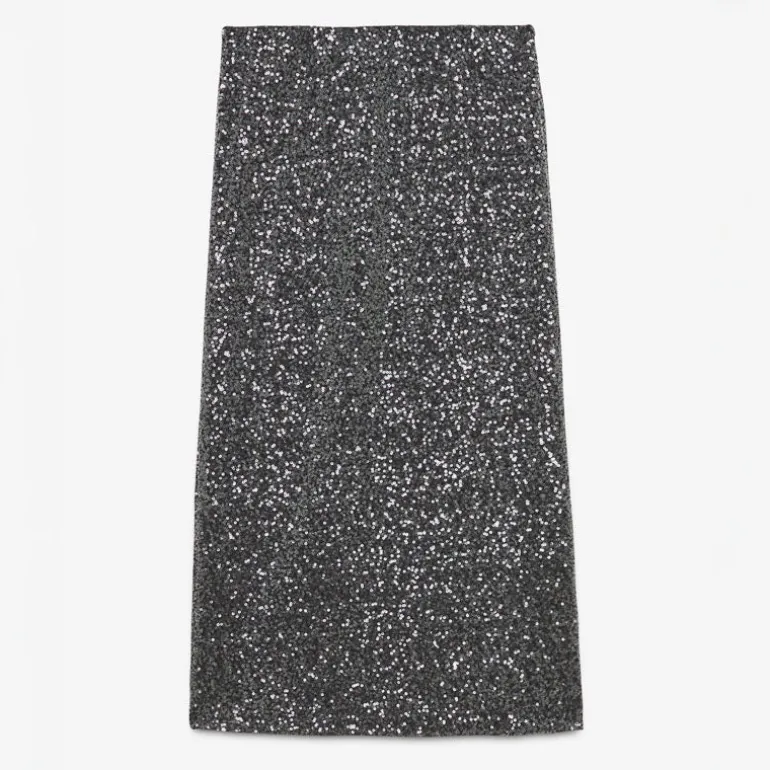 OTTOD AME Longette Sequin Skirt in Smoke