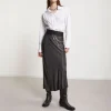 OTTOD AME Pure Viscose Long Skirt in Smoke