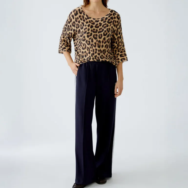 OUI 91877 Jumper in Light Brown/Black