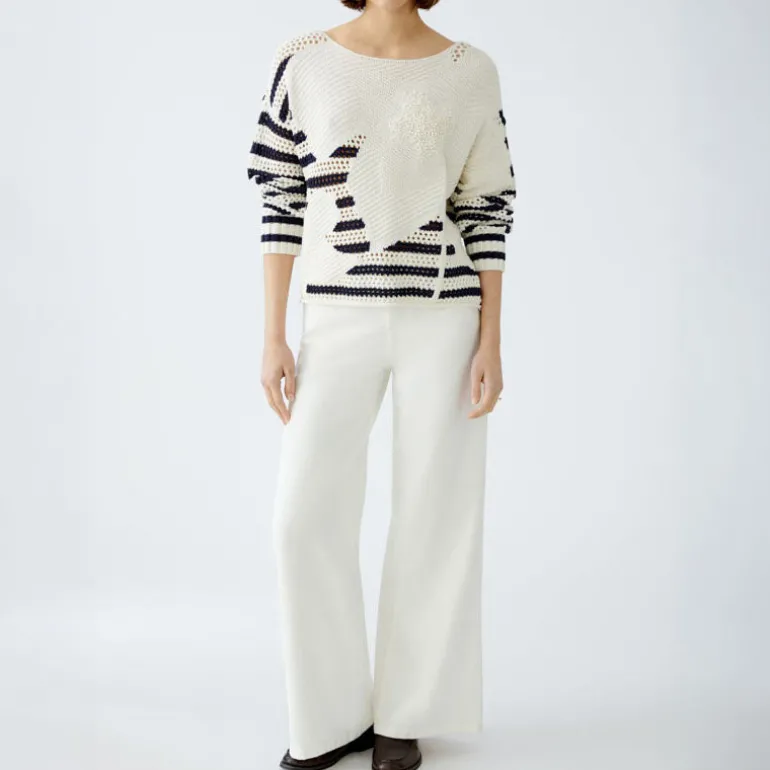 OUI 91958 Jumper in White Blue