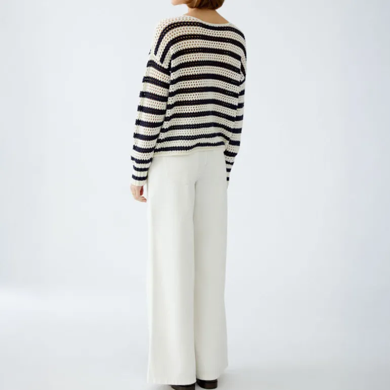 OUI 91958 Jumper in White Blue