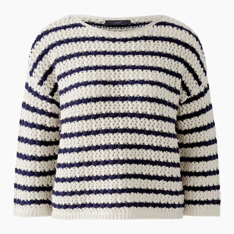 OUI 91959 Jumper in White Blue
