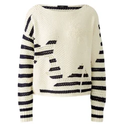 OUI 91958 Jumper in White Blue