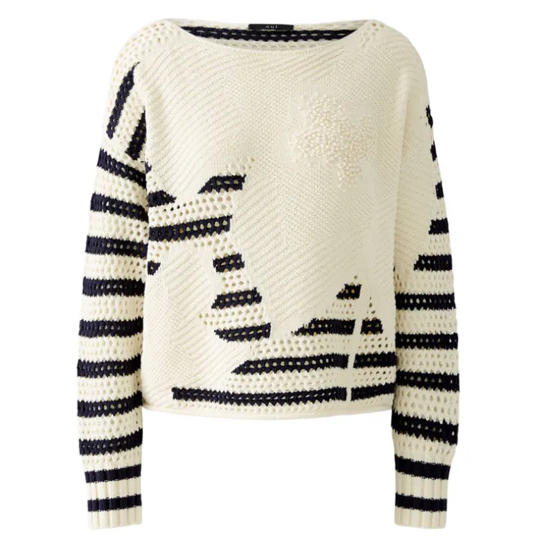 OUI 91958 Jumper in White Blue