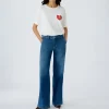 OUI 92788 Wide Leg Jeans in Dark Blue Denim