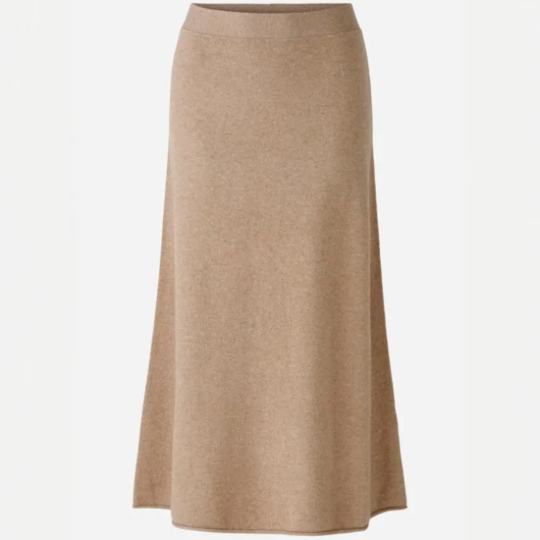 OUI Wool Mix Knitted Skirt in Beige Melange