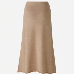OUI Wool Mix Knitted Skirt in Beige Melange