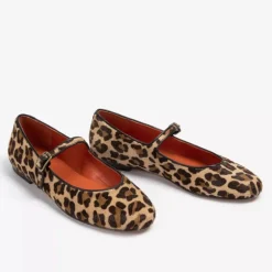 PENELOPE CHILVERS Fay Leopard Pony Mary Jane Shoes in Brown