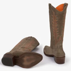 Penelope Chilvers Goldie Embroidered Cowboy Boots in Taupe