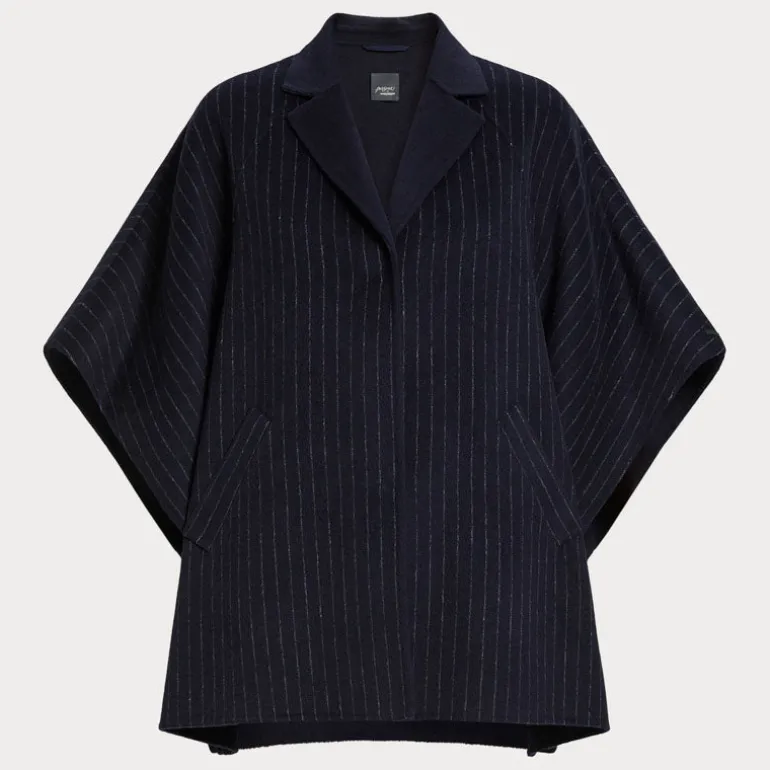 PERSONA BY MARINA RINALDI Perseo Double Faced Wool Cape in Ultramarine
