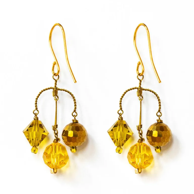 PHILIPPA KUNISCH Small Diamond Earrings in Yellow/Bronze
