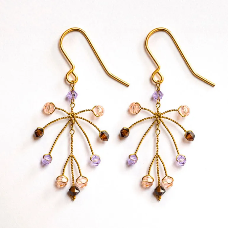 PHILIPPA KUNISCH Small Leaf Earrings in Purple Mix