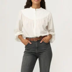 PIESZAK Wiona Bib Shirt in White