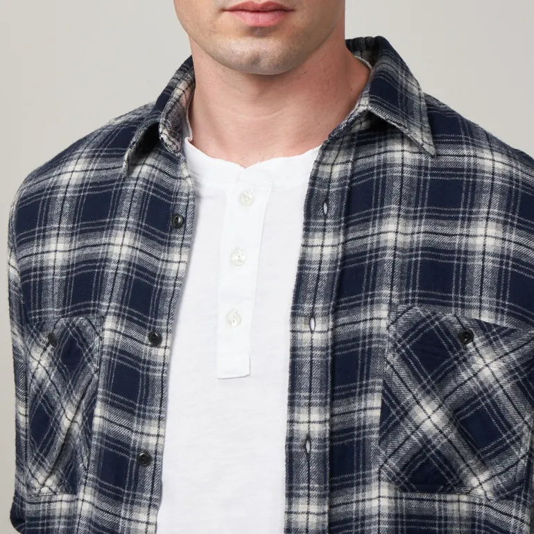 Pocket Woven Shirt in Grey & Navy | Collen & Clare