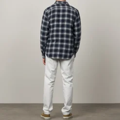 Pocket Woven Shirt in Grey & Navy | Collen & Clare