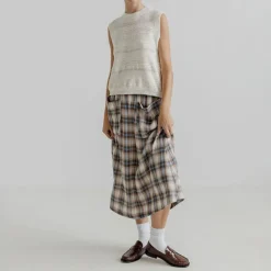 PROJECT AJ117 Madge Skirt in Indigo Check