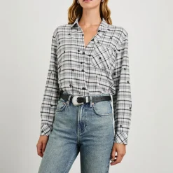 RAILS Milo L/S Shirt in Stone Flocked Daisies
