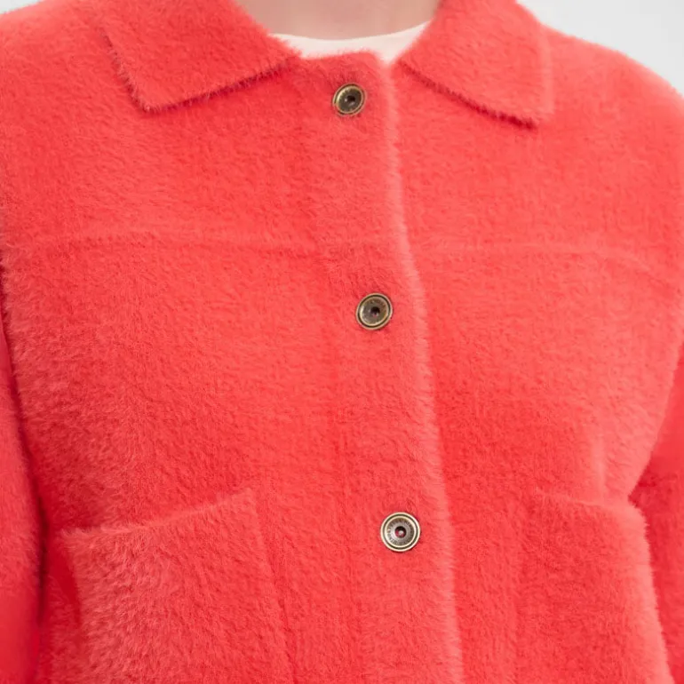 RINO & PELLE Bubbly Boxy Jacket in Hot Coral
