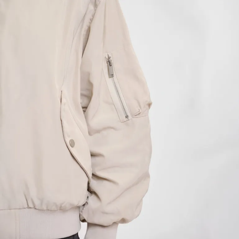 RINO & PELLE Elyn Reversible Bomber Jacket in Fog Grey & Clover Green