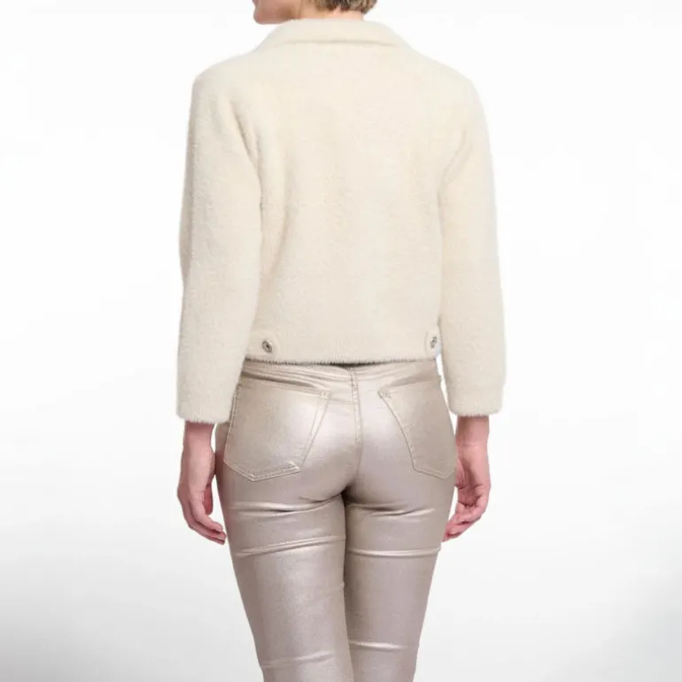 RINO & PELLE Norah Short Cardigan with Lapel Collar in Birch