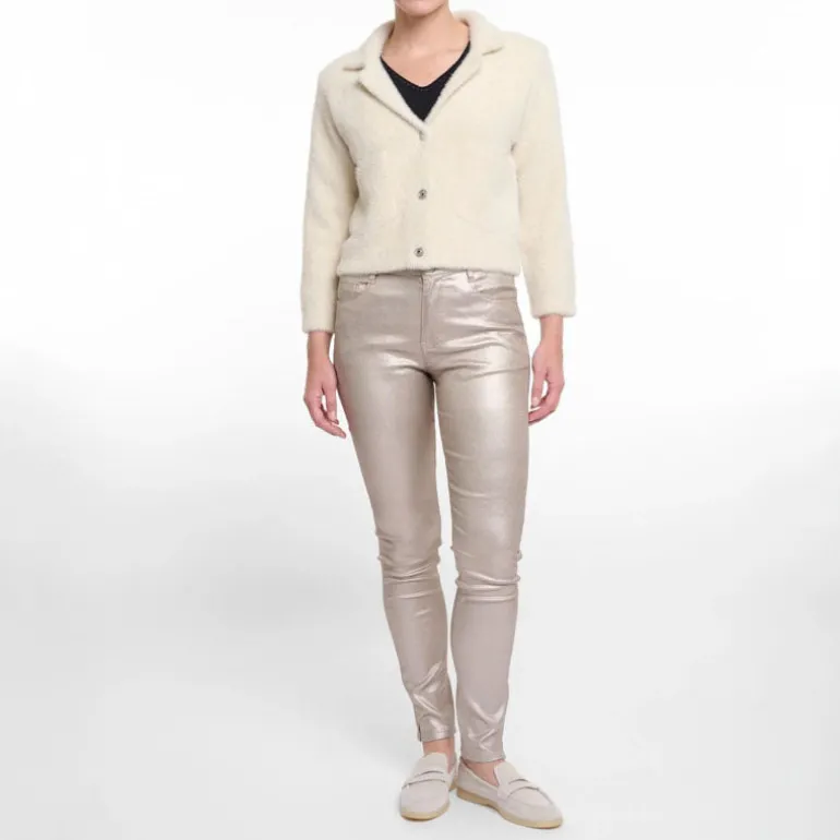 RINO & PELLE Norah Short Cardigan with Lapel Collar in Birch
