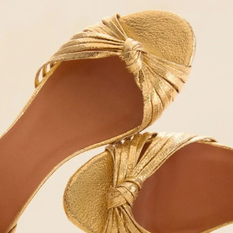 RIVECOUR Sandal 478 Block Knot Heel in Gold