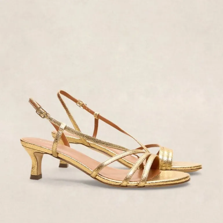 RIVECOUR Sandal 464 Strap Kitten Heel in Gold