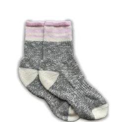 Rosemarkie 1/4 Slubbed Socks in Grey Marl/Baby Pink | Collen and Clare