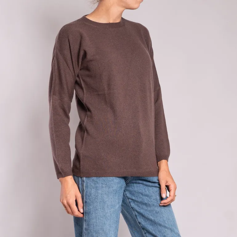Round Neck Jumper in Chocolate | Collen & Clare