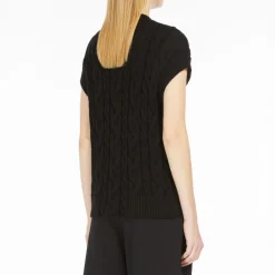 S MAXMARA Eric Cable Knit Cotton Top in Black