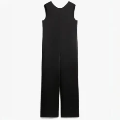 S MAXMARA Moriana Viscose Blend Satin Jumpsuit in Black