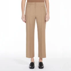 S MAXMARA Zemira Cotton Cover Trousers in Camel