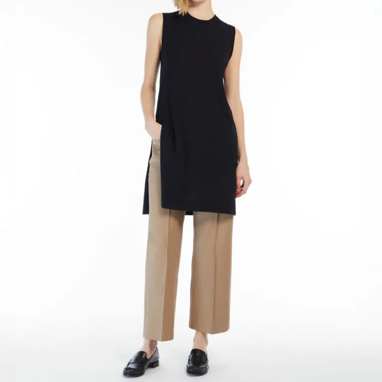 S MAXMARA Zemira Cotton Cover Trousers in Camel
