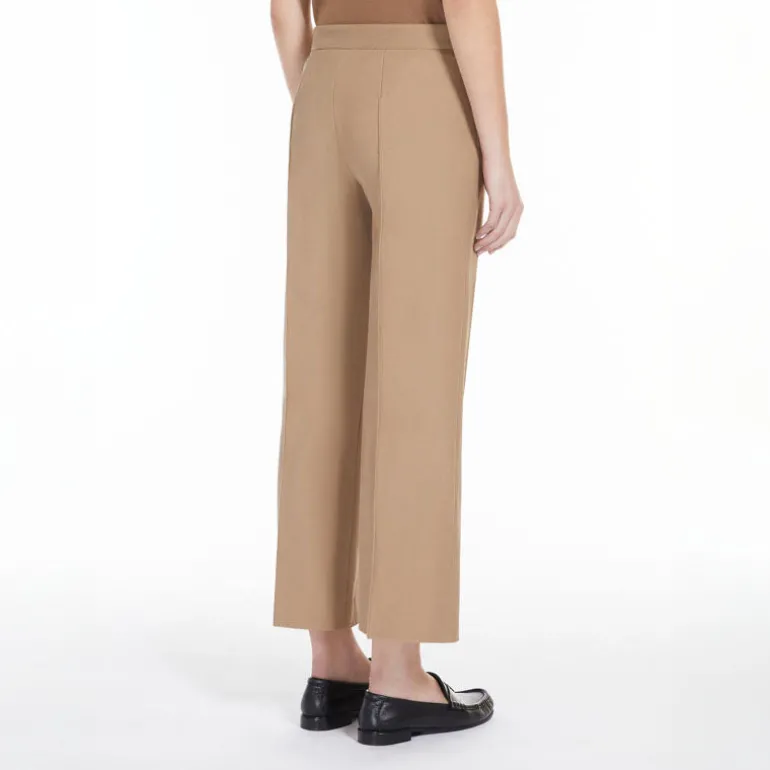 S MAXMARA Zemira Cotton Cover Trousers in Camel