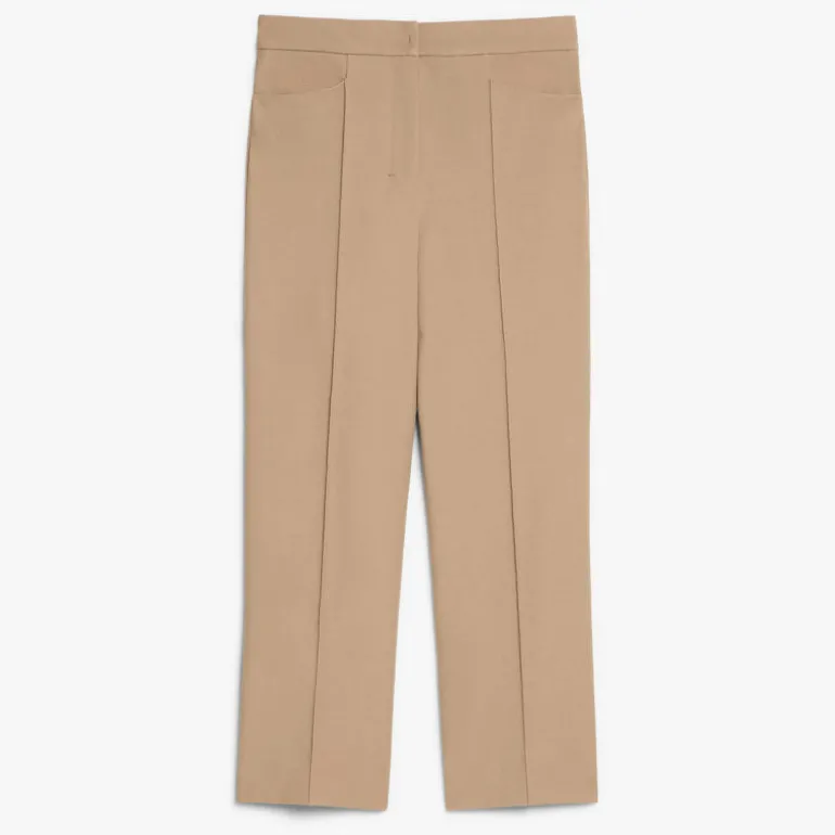 S MAXMARA Zemira Cotton Cover Trousers in Camel