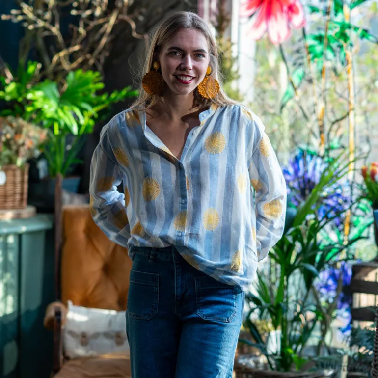 SACRECOEUR Elisa Shirt in Blue/Yellow