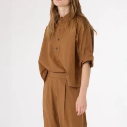 SACRECOEUR Jodie Boxy Shirt in Brown