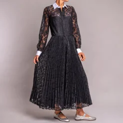 SARA ROKA Toscala85 Lace Maxi Dress in Black