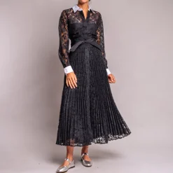 SARA ROKA Toscala85 Lace Maxi Dress in Black