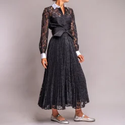 SARA ROKA Toscala85 Lace Maxi Dress in Black