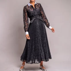 SARA ROKA Toscala85 Lace Maxi Dress in Black