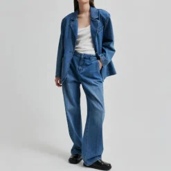SECOND FEMALE Everly Denim Jeans in Blue Denim