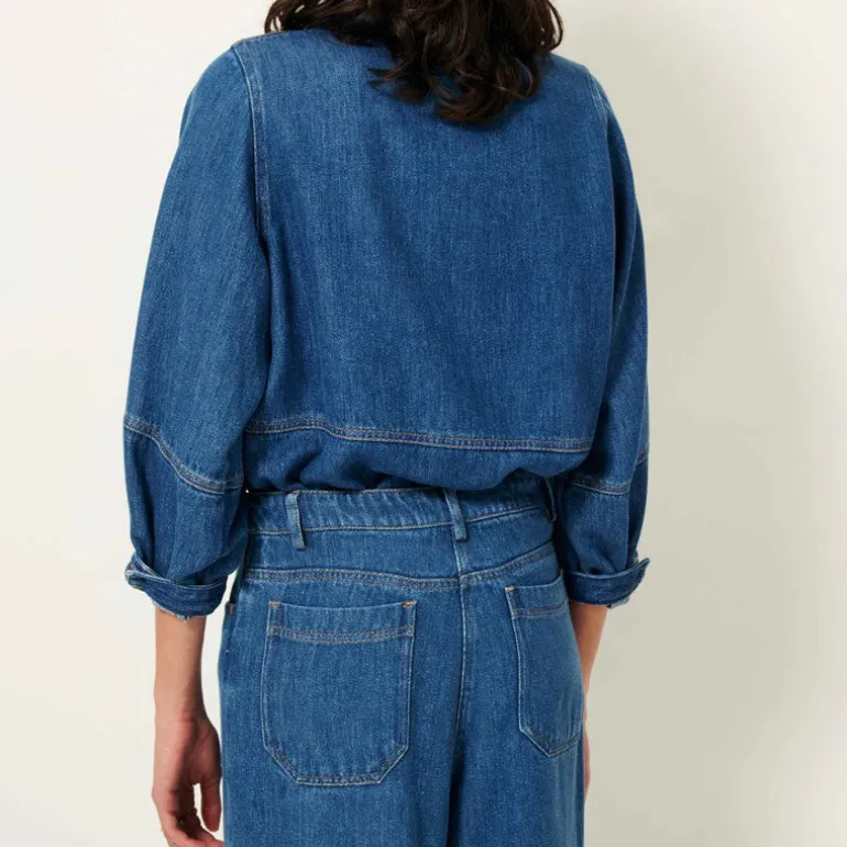 SESSUN Leone Surchemise Manches Ballon in Denim Blue
