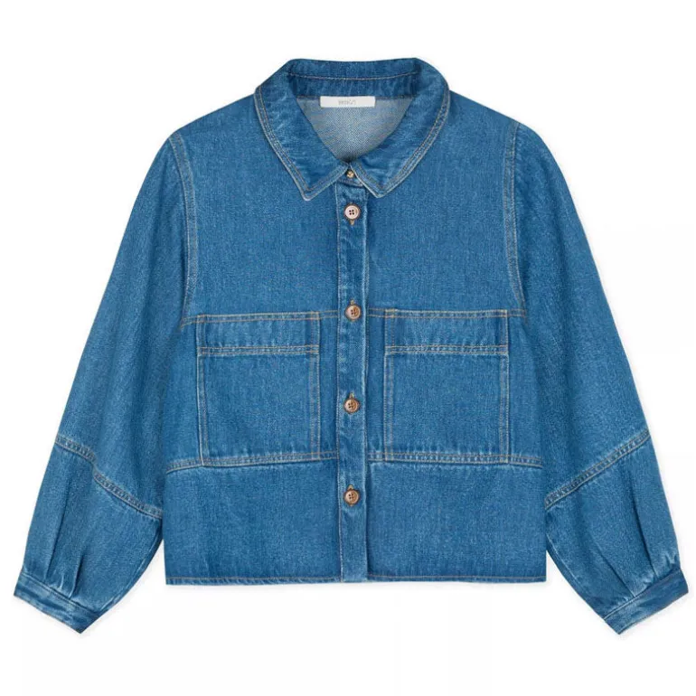 SESSUN Leone Surchemise Manches Ballon in Denim Blue